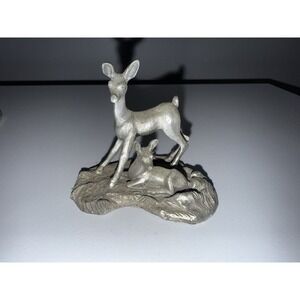 Blackinton Pewter Figurine DEER & FAWN Mother‎ +  Baby VTG